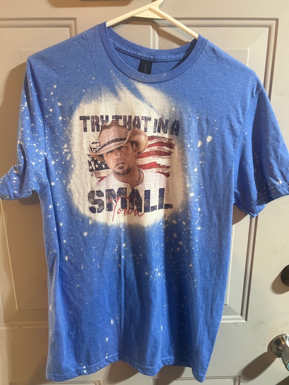 Blue Graphic Men’s T-Shirt with Cowboy Print
